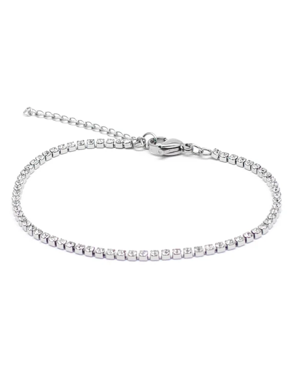 Αστραφτερό Βραχιόλι Ασημί Ριβιέρα Ατσάλινο