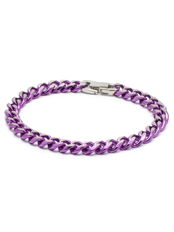 Βραχιόλι Αλυσίδα Λιλά Χοντρό Ατσάλινο