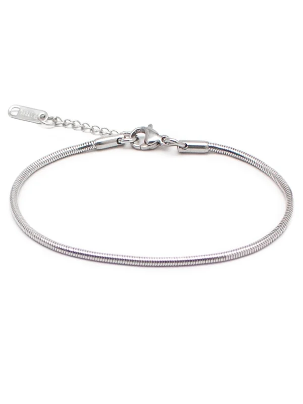 Βραχιόλι Round Snake Ασημί Ατσάλινο